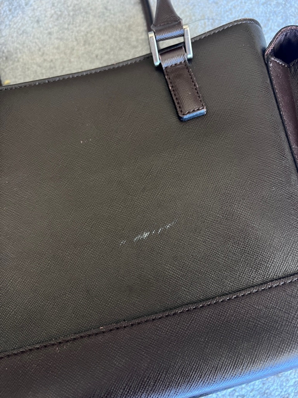 SALE! Burberry Nova Check Saffiano Leather Trapeze Tote Bag Dark Brown dust bag - Picture 14 of 15